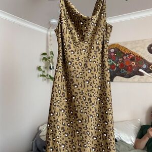 Urban Outfitters Tan Leopard Print Midi Dress
